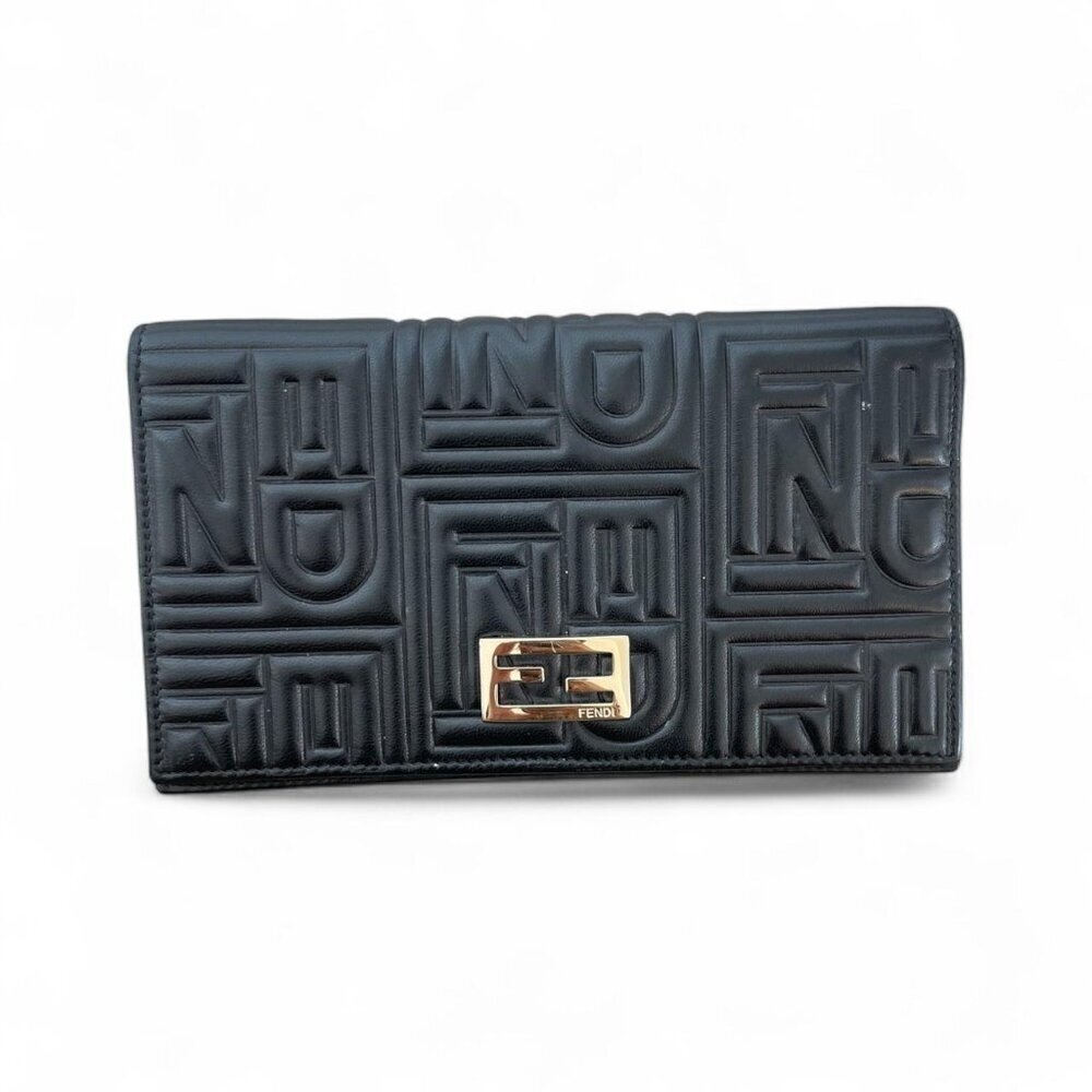 Fendi Ff Embossed Leather Wallet / Crossbody Bag- Rare & Discontinued